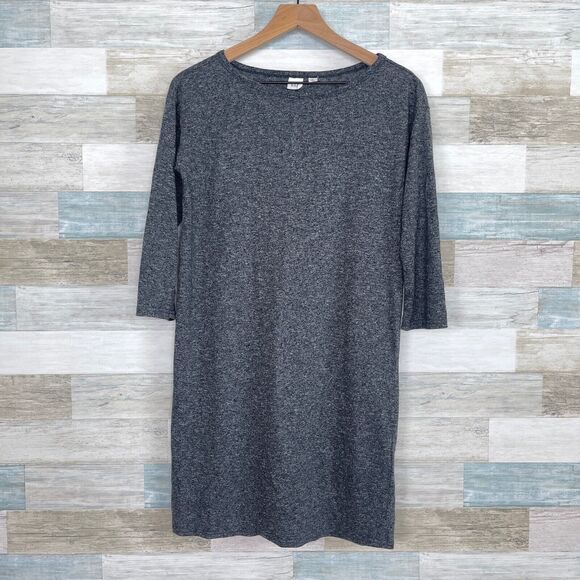 GAP Slub 3/4 Sleeve T Shirt Dress Gray Stretch Relaxed Fit Casual Womens XS - Picture 1 of 6